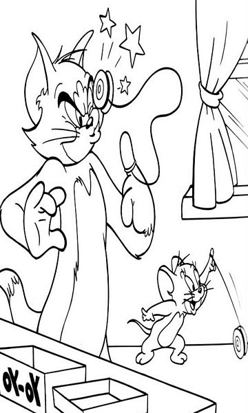 kolorowanka Tom i Jerry malowanka do wydruku z bajki dla dzieci, do pokolorowania kredkami, obrazek nr 41